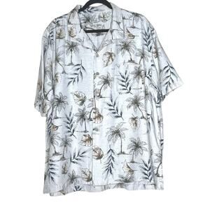 Batik Bay, Silk Hawaii Shirt, Floral Palm Trees, Men’s Short Sleeve